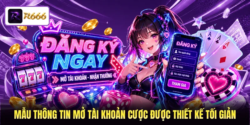 Mẫu thông tin mở tài khoản cược được thiết kế tối giản 